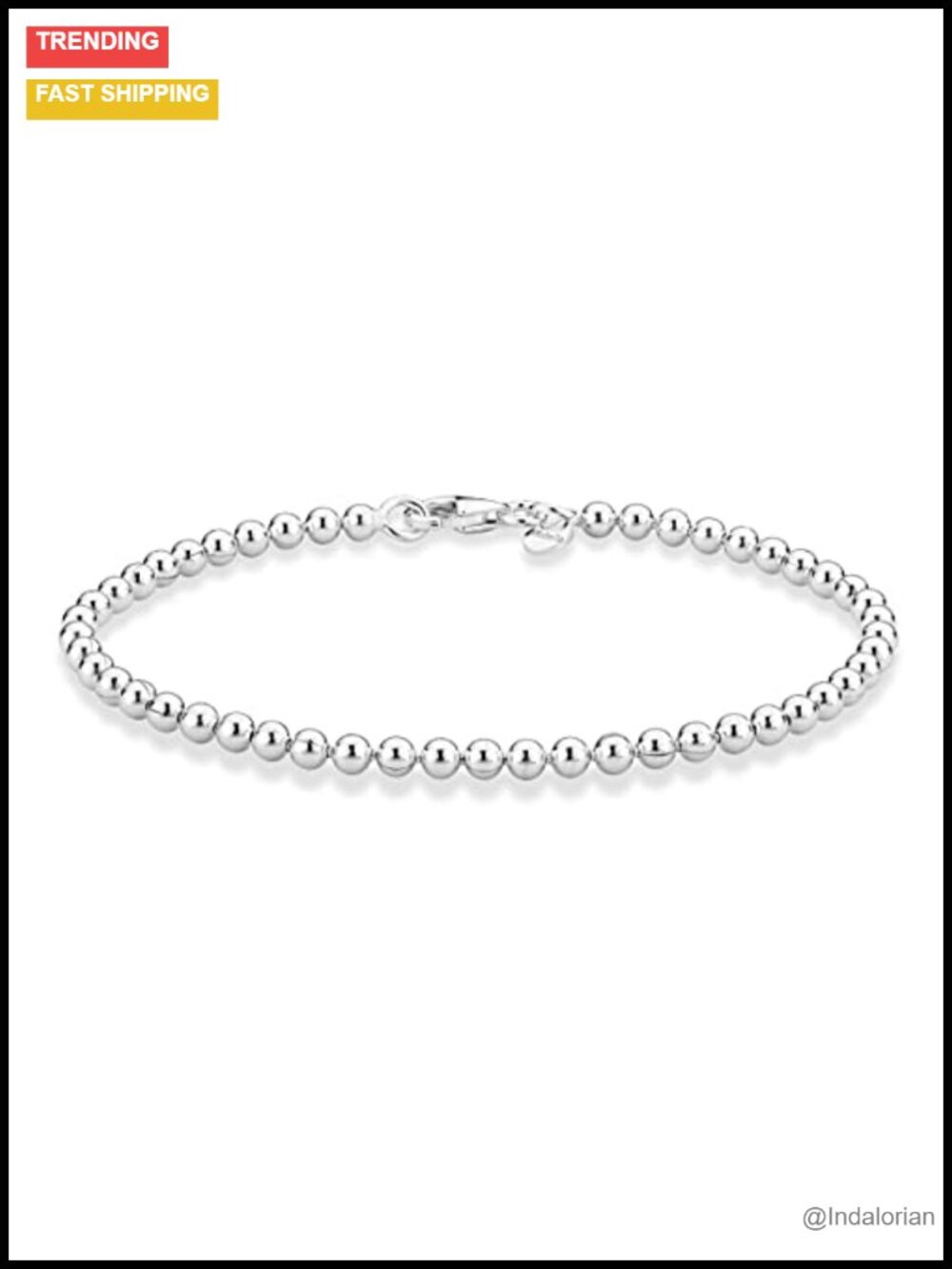 925 Sterling Silver 3mm Bead Ball Chain Anklet Ankle Bracelet